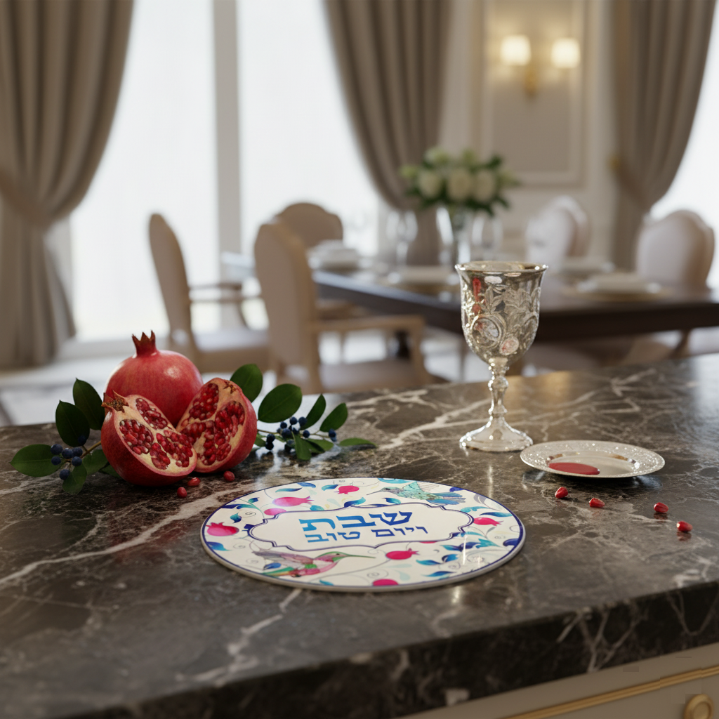 תחתית לסיר זכוכית שבת ויום טוב צבעוני