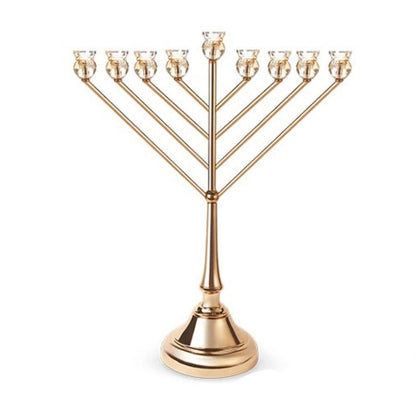 חנוכיית קריסטל בעיצוב קנים אלכסוניים בציפוי רוז גולד 64×63 ס"מ