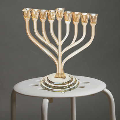 חנוכיית קריסטל מהודרת 27 ס״מ בסיס עגול