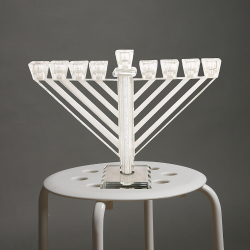 חנוכיית קריסטל מהודרת קנים אלכסוניים 21 ס"מ