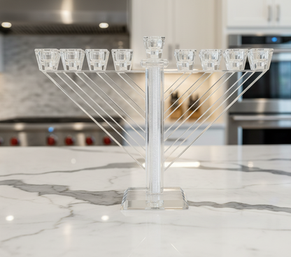 חנוכיית קריסטל מהודרת קנים אלכסוניים 21 ס"מ