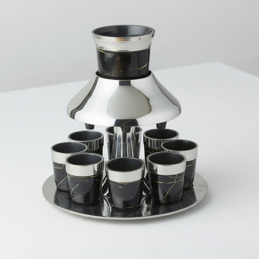 מחלק יין אלומניום מהודר עם 8 כוסיות בגוון שיש