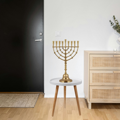 חנוכיה קלאסית נחושת - 34 ס"מ עלים