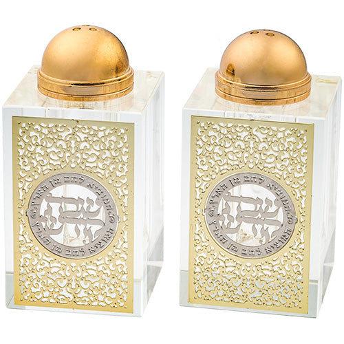 זוג מלחיות קריסטל עם איורים בגוון ענבר 8x4 ס"מ