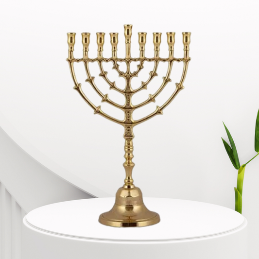 חנוכיה קלאסית נחושת - 34 ס"מ עלים
