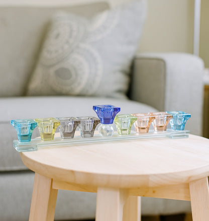 חנוכיית קריסטל צבעונית בעיצוב מודרני 37 ס"מ